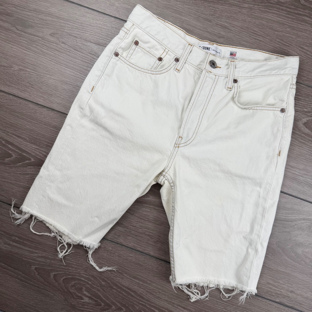 RE/DONE Womens Denim Cut Off Shorts Bleach White 26 188-9WLS